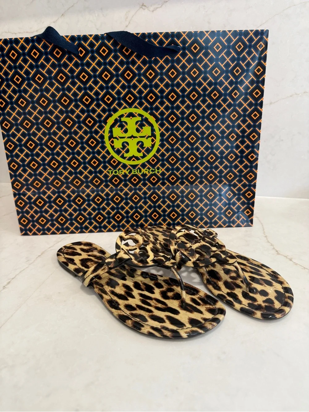 Tory Burch Leopard Print Jelly Thong Sandals - Brown, Black